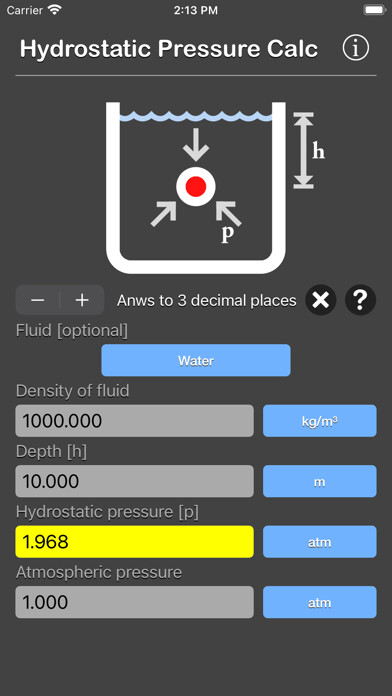 Emulate iPhone app Hydrostatic Pressure Calc using MyAndroid Emulate iPhone app Hydrostatic Pressure Calc using MyAndroid