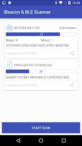 Run android online APK iBeacon & Bluetooth LE Scanner from MyAndroid or emulate iBeacon & Bluetooth LE Scanner using MyAndroid
