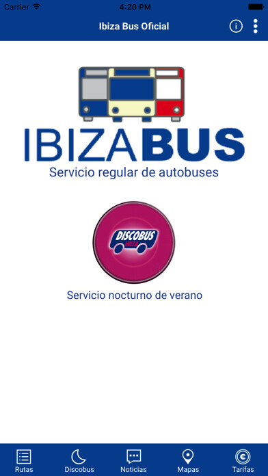 Emulate iPhone app Ibiza Bus Oficial using MyAndroid