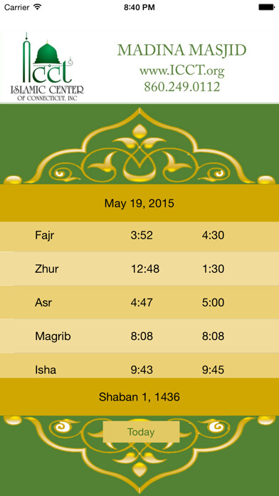 Emulate iPhone app ICCT Iqama Times using MyAndroid