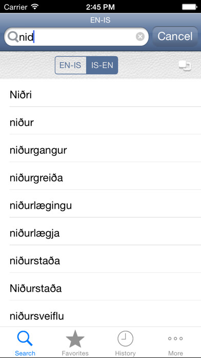 Emulate iPhone app Icelandic<>English Dictionary using MyAndroid Emulate iPhone app Icelandic<>English Dictionary using MyAndroid