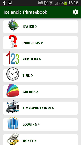 Run android online APK Icelandic phrasebook from MyAndroid or emulate Icelandic phrasebook using MyAndroid