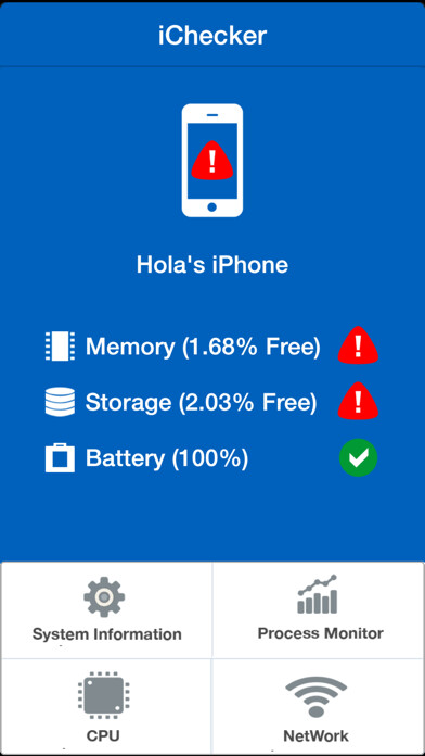 Emulate iPhone app iChecker (Memory, network, storage, battery, cpu, process...) using MyAndroid Emulate iPhone app iChecker (Memory, network, storage, battery, cpu, process...) using MyAndroid