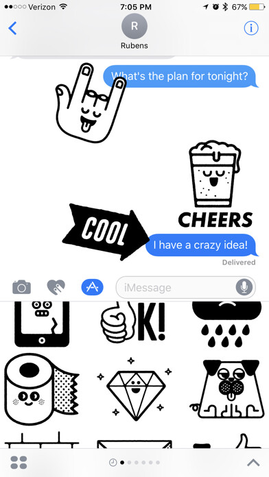 Emulate iPhone app Iconoclast Stickers by Mojimade using MyAndroid