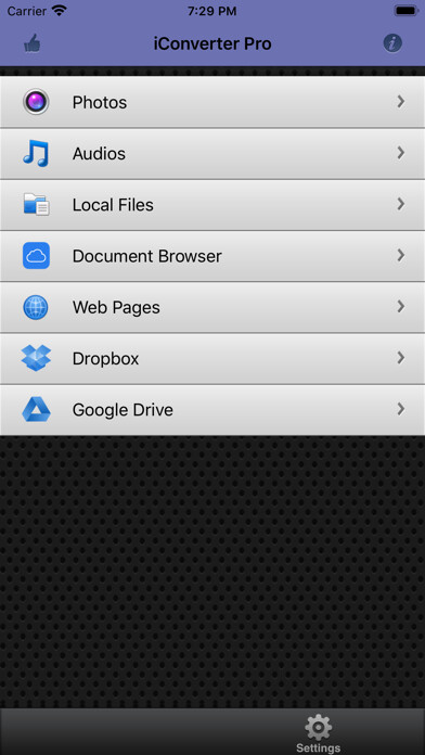 Emulate iPhone app iConverter - Convert Files using MyAndroid