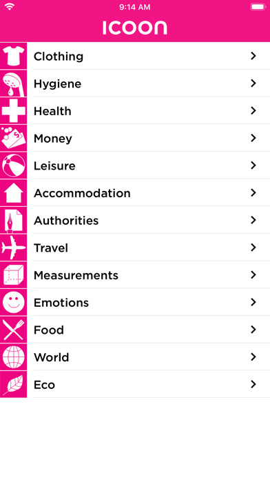 Emulate iPhone app ICOON picture dictionary using MyAndroid