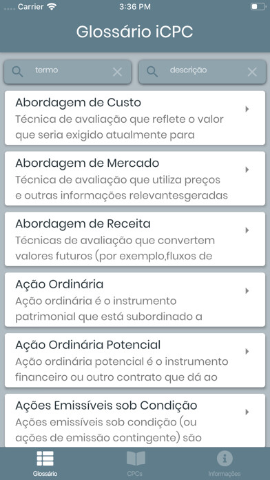 Emulate iPhone app iCPC - Glossário Contábil using MyAndroid Emulate iPhone app iCPC - Glossário Contábil using MyAndroid