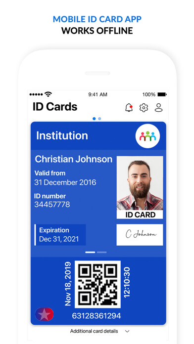 Emulate iPhone app ID123: Digital ID Card App using MyAndroid