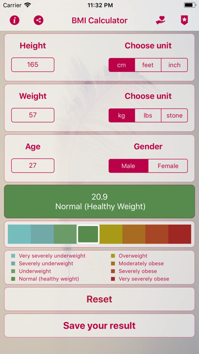 Emulate iPhone app Ideal Weight, BMI Calculator using MyAndroid Emulate iPhone app Ideal Weight, BMI Calculator using MyAndroid