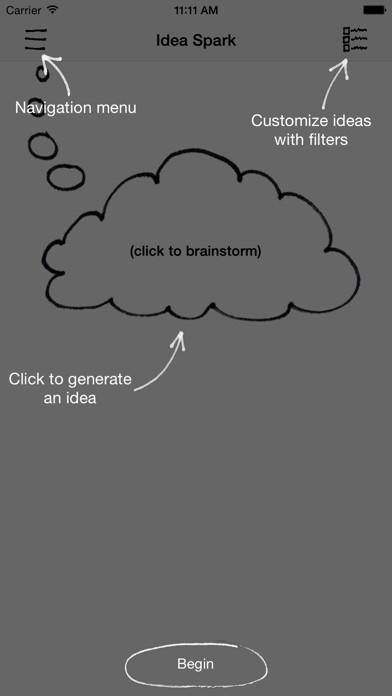 Emulate iPhone app Idea Spark: Generate new ideas using MyAndroid