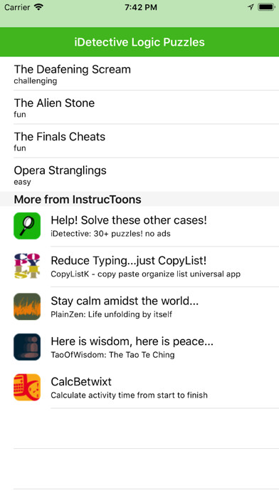 Emulate iPhone app iDetectiveLt Logic Puzzles using MyAndroid