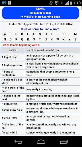 Emulate Android APK Idioms- Grammar