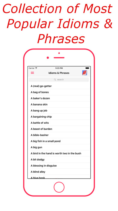 Emulate iPhone app Idioms & Phrases (English) using MyAndroid Emulate iPhone app Idioms & Phrases (English) using MyAndroid