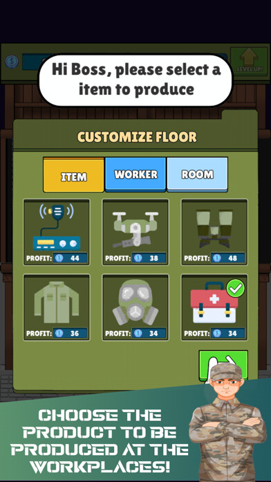 Emulate iPhone app Idle Military Factory Tycoon using MyAndroid