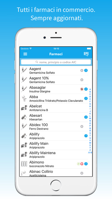 Emulate iPhone app iFarmaci Base using MyAndroid