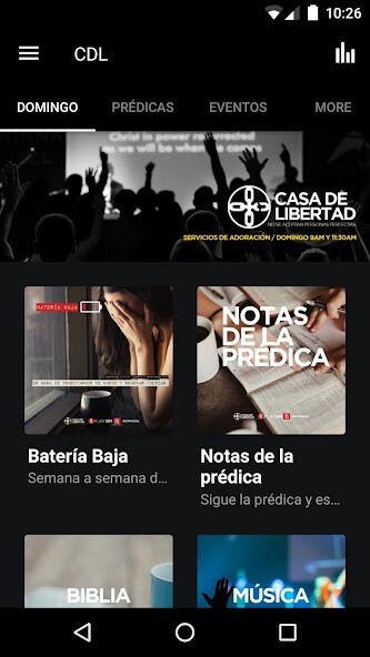 Emulate iPhone app Iglesia Casa de Libertad using MyAndroid