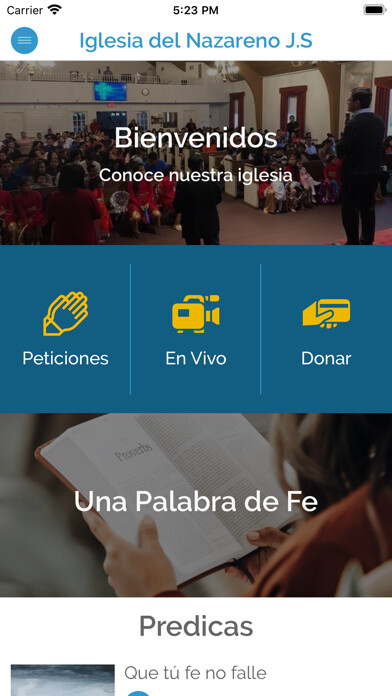 Emulate iPhone app Iglesia Jehová Shammah using MyAndroid