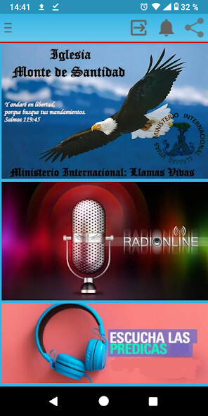 Run android online APK Iglesia Monte de Santidad from MyAndroid or emulate Iglesia Monte de Santidad using MyAndroid