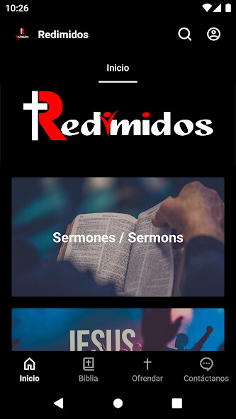 Emulate iPhone app Iglesia Redimidos de Cristo using MyAndroid