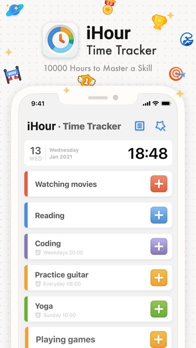 Emulate iPhone app iHour - Focus Time Tracker using MyAndroid