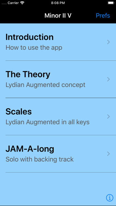 Emulate iPhone app iImprov - The Minor II V using MyAndroid