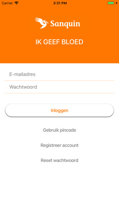 Emulate iPhone app Ik geef bloed (Sanquin) using MyAndroid