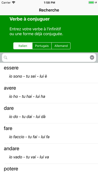 Emulate iPhone app Il Coniugatore using MyAndroid
