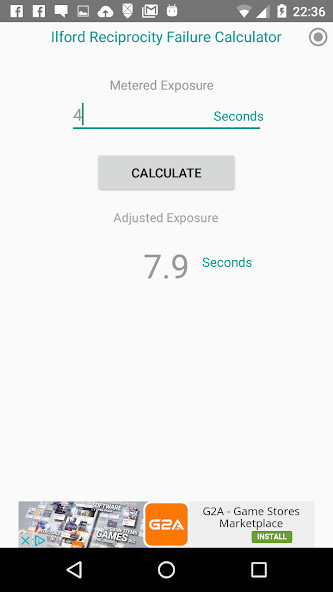 Run android online APK Ilford Reciprocity Calculator from MyAndroid or emulate Ilford Reciprocity Calculator using MyAndroid