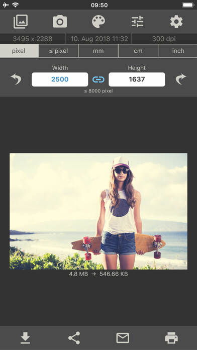 Emulate iPhone app Image Size PRO using MyAndroid