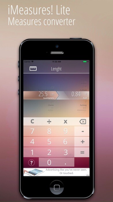 Emulate iPhone app iMeasure!Lite -Converter using MyAndroid