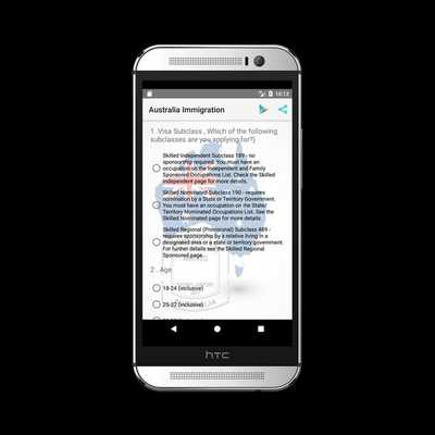 Emulate Android APK Immigration to Australia - Skilled Points Test