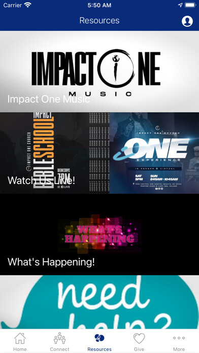 Emulate iPhone app Impact One Church using MyAndroid