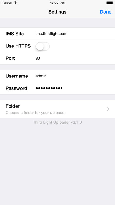 Emulate iPhone app IMS Uploader using MyAndroid