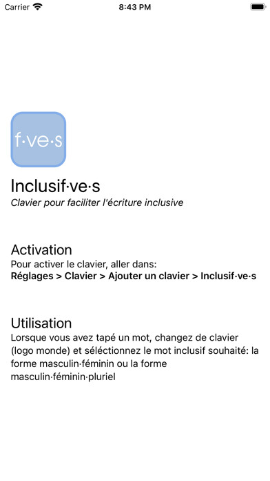 Emulate iPhone app Inclusif·ve·s using MyAndroid