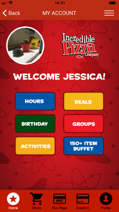 Emulate iPhone app Incredible Pizza Company using MyAndroid