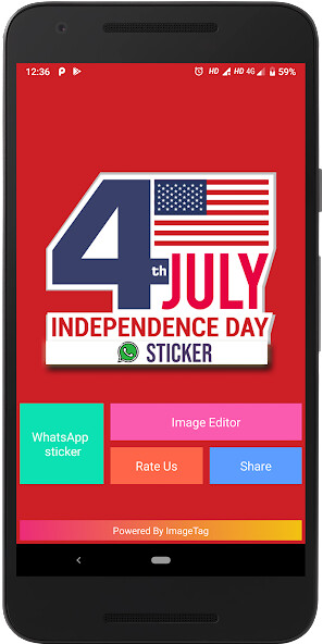 Run android online APK Independence Day USA - Sticker  photo editor from MyAndroid or emulate Independence Day USA - Sticker  photo editor using MyAndroid