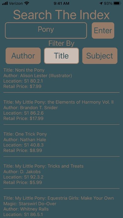 Emulate iPhone app Index coffee and books using MyAndroid