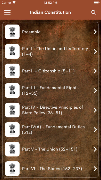 Emulate iPhone app Indian Constitution -Law Words using MyAndroid Emulate iPhone app Indian Constitution -Law Words using MyAndroid