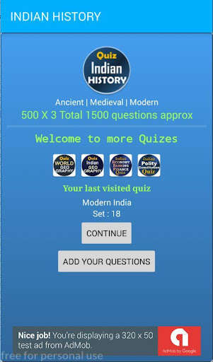Emulate Android APK Indian History Quiz AIH MIH MOD 1500 MCQ Emulate Android APK Indian History Quiz AIH MIH MOD 1500 MCQ