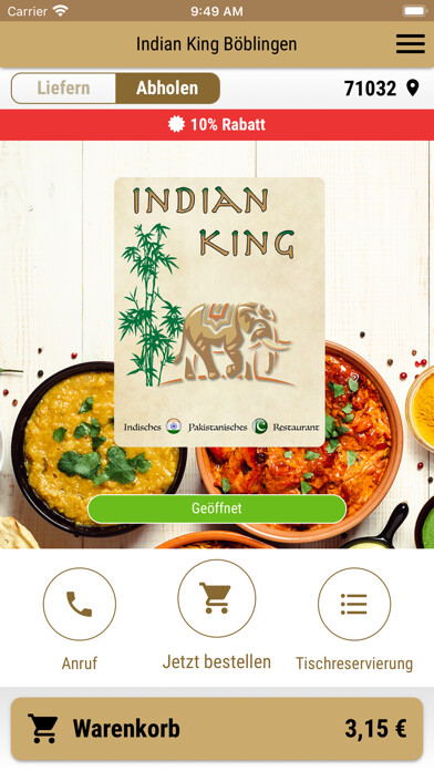Emulate iPhone app Indian King Böblingen using MyAndroid Emulate iPhone app Indian King Böblingen using MyAndroid