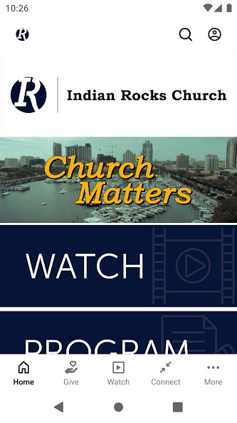 Emulate iPhone app Indian Rocks Baptist Church using MyAndroid