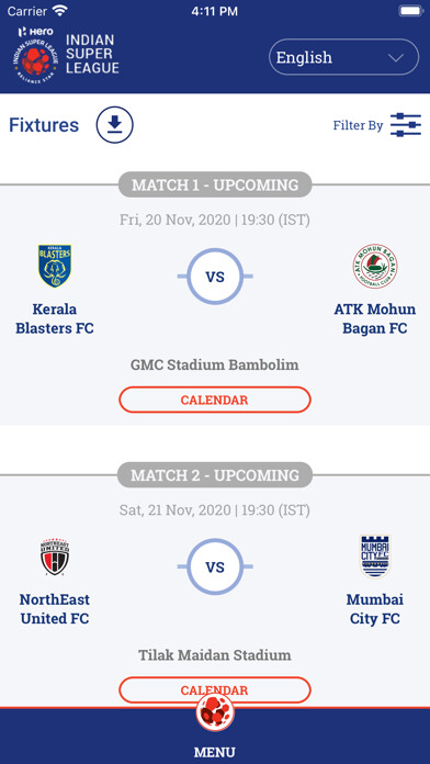 Emulate iPhone app Indian Super League Official using MyAndroid