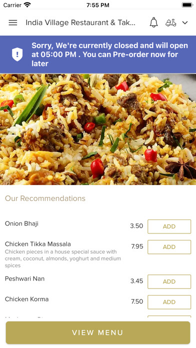 Emulate iPhone app India Village Restaurant. using MyAndroid Emulate iPhone app India Village Restaurant. using MyAndroid