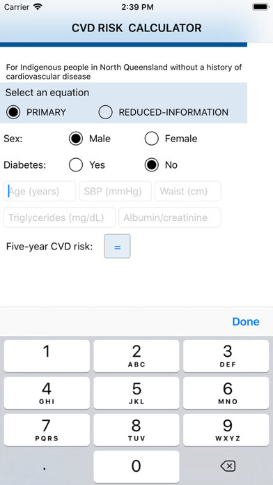 Emulate iPhone app Indigenous CVD Risk Calculator using MyAndroid
