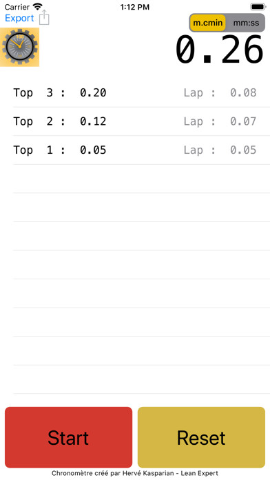 Emulate iPhone app Industrial stopwatch cmin using MyAndroid