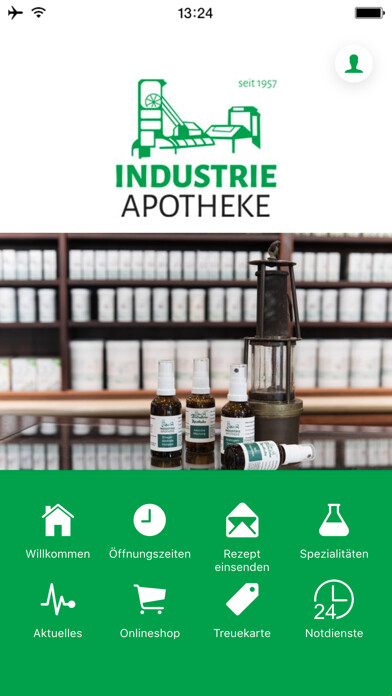 Emulate iPhone app Industrie Apotheke Essen using MyAndroid