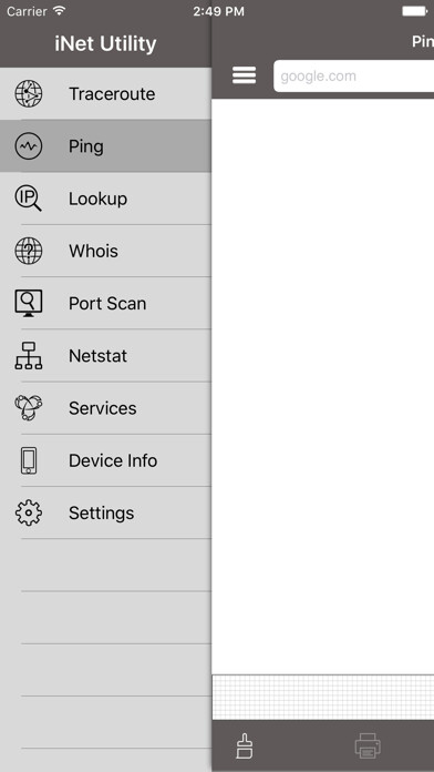 Emulate iPhone app iNet - Ping, Port, Traceroute using MyAndroid