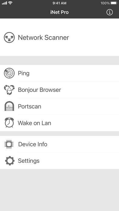 Emulate iPhone app iNet Pro - Network Scanner using MyAndroid