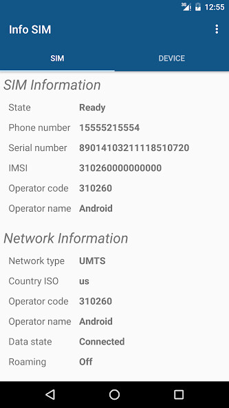 Emulate Android APK Info SIM