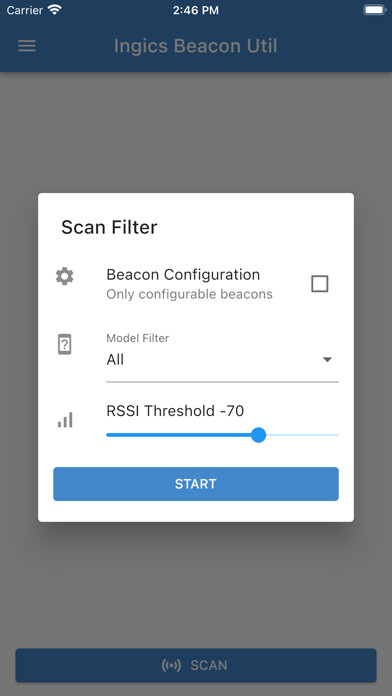 Emulate iPhone app Ingics Beacon Util using MyAndroid
